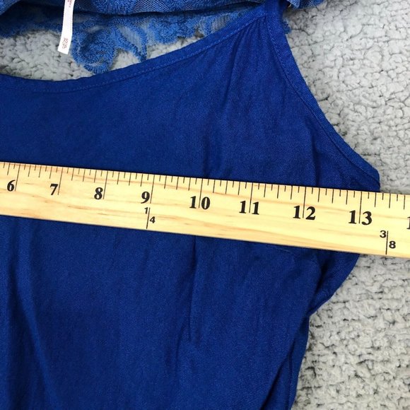 Free People Lace Mini Slip Dress Women's XS Embroidered Lined Sleeveless Blue - Picture 11 of 12